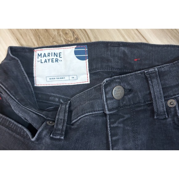 Marine Layer Jeans‎ Women's 26 Black Vintage Straight Raw Hem Stretch - Picture 3 of 12
